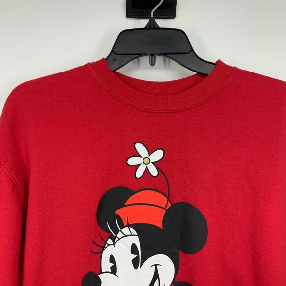 Disney Sweatshirt Red Minnie Mouse Graphic Long Sleeve Pullover - Picture 2 of 8